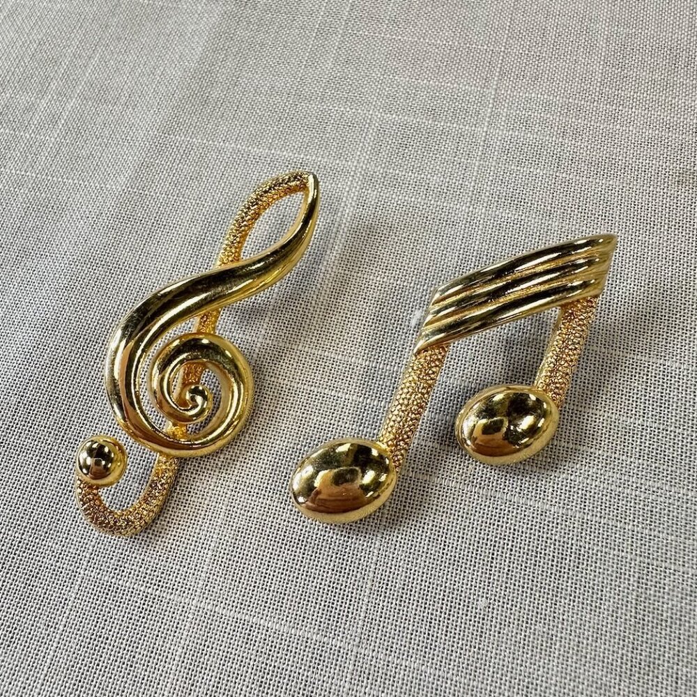 Vintage JJ Gold Tone Music Pins - Picture 4 of 11